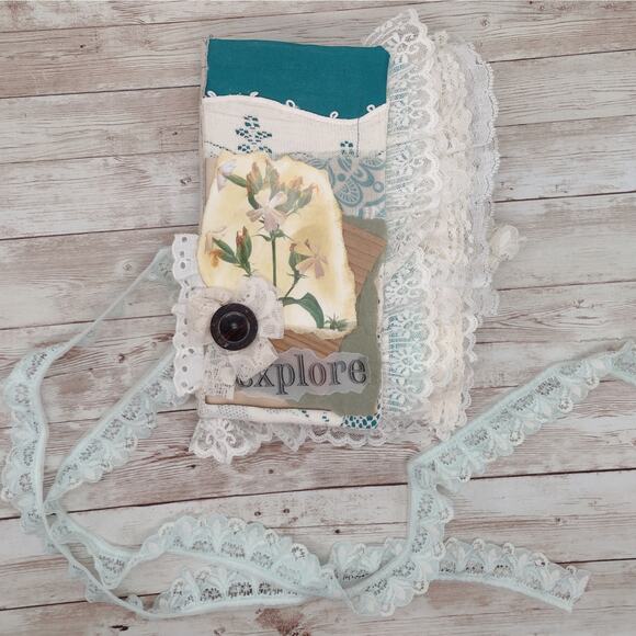 Turquoise Embellished Junk Journal: Flowers, Birds and Butterflies (Explore) - Picture 1 of 16